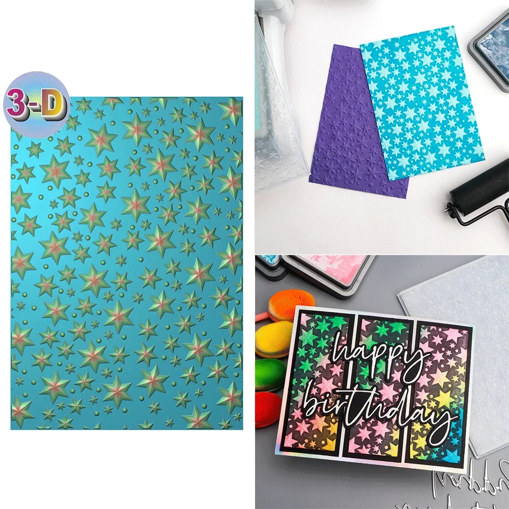 Sterne 3D-Prägeordner und passende Matrizen zum Hinzufügen von strukturierten Details an Papierhandwerk, Hochzeitskartenherstellungsbedarf