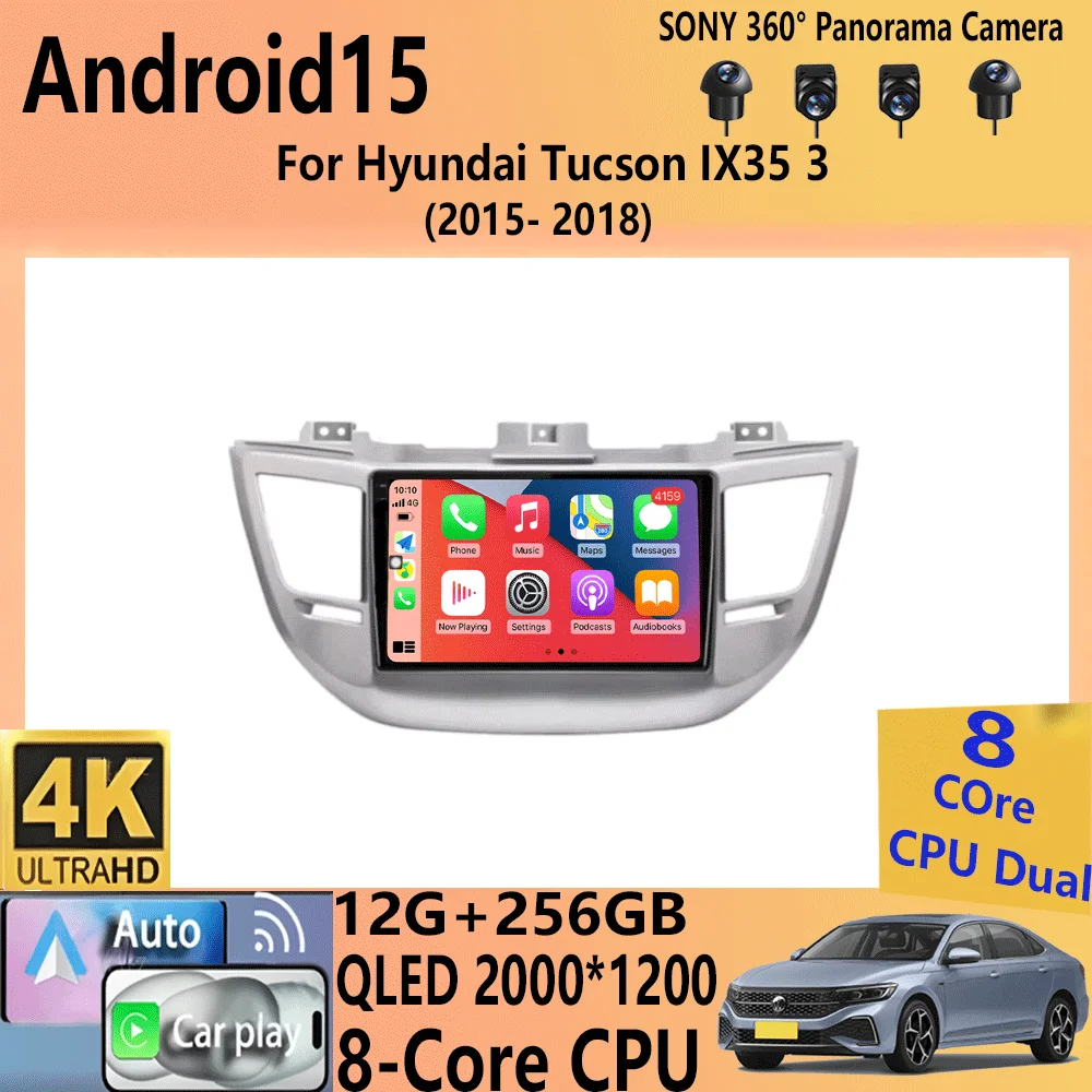 

Автомобильный радиоприемник Android 15 Carplay для Hyundai Tucson IX35 3 2015 2016 2017 2018 2Din мультимедийный видеоплеер навигация GPS головное устройство