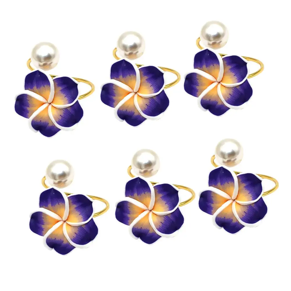 

6 Pcs Frangipani Napkin Rings Flower Delicate Buckles Napkins Table Plastic Serviette Banquet