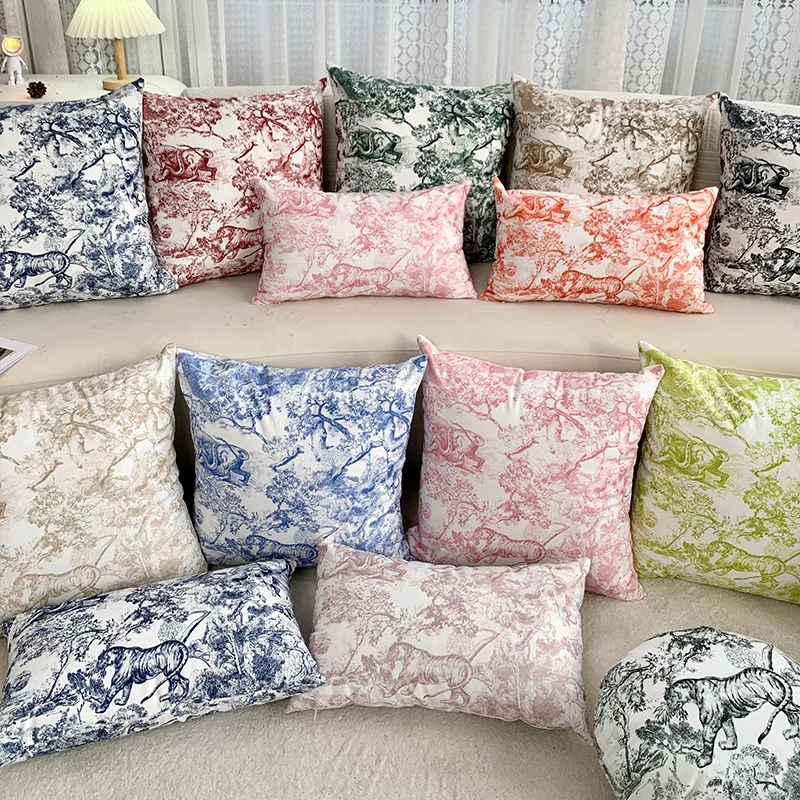 Velvet Jungle Pillowcase, Pillow Cover, Cushion Cover, Lumbar Pillowcase, Waist Pillowcase, Backrest pillowcase, Cushion Cover