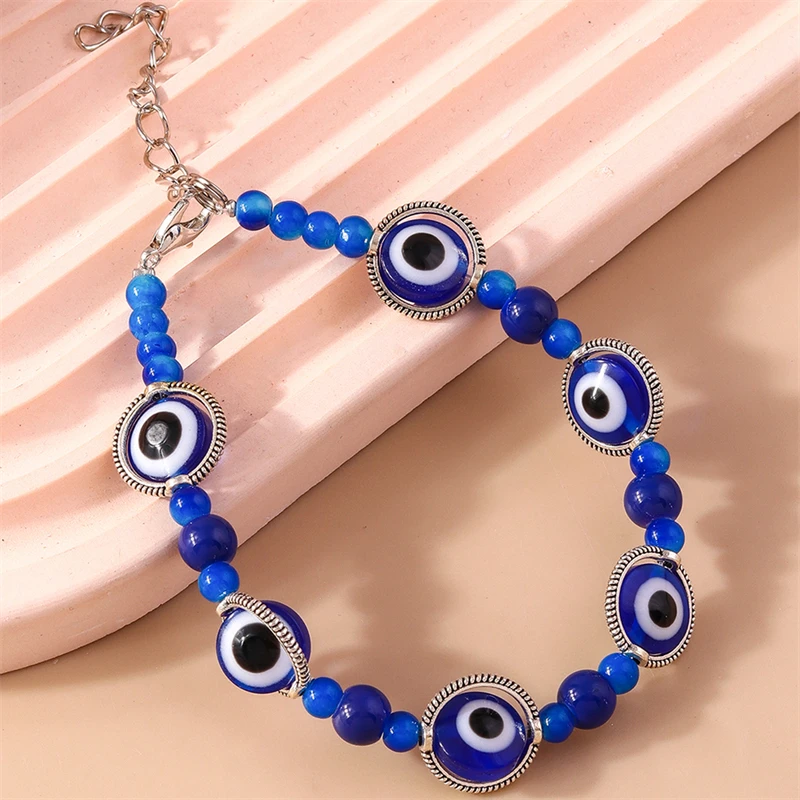 Fashion Blue Evil Eye Handmade Beads Bracelet for Women Girls Party Festival Jewelry Gifts