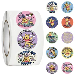 500pcs/Roll Disney Winnie the Pooh Cartoon Round Sealing Sticker DIY PVC Laptop Decals Decoration Stiker Reward Gift Toys