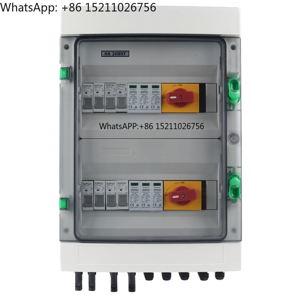 IP65 4 in 2 OUT 4 Strings 25A 1000V DC Solar PV Array Plastic Combiner Box with Dc Fuse SPD Isolator Switch - view 3