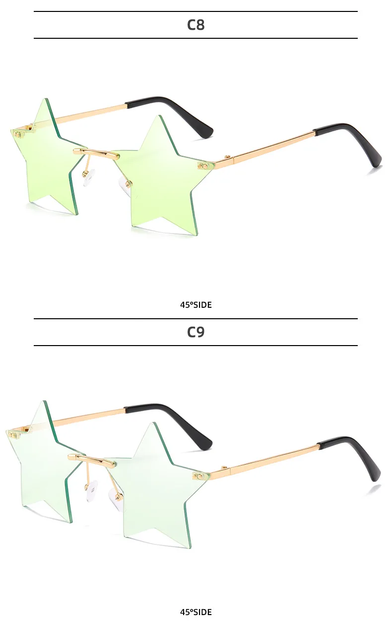 Randlose Sternform-Sonnenbrille, trendige Sonnenbrille für Damen und Herren, Partybrille, lustige Pentagramm-Brille, Weihnachten, Weihnachtsdekoration – Detail 15