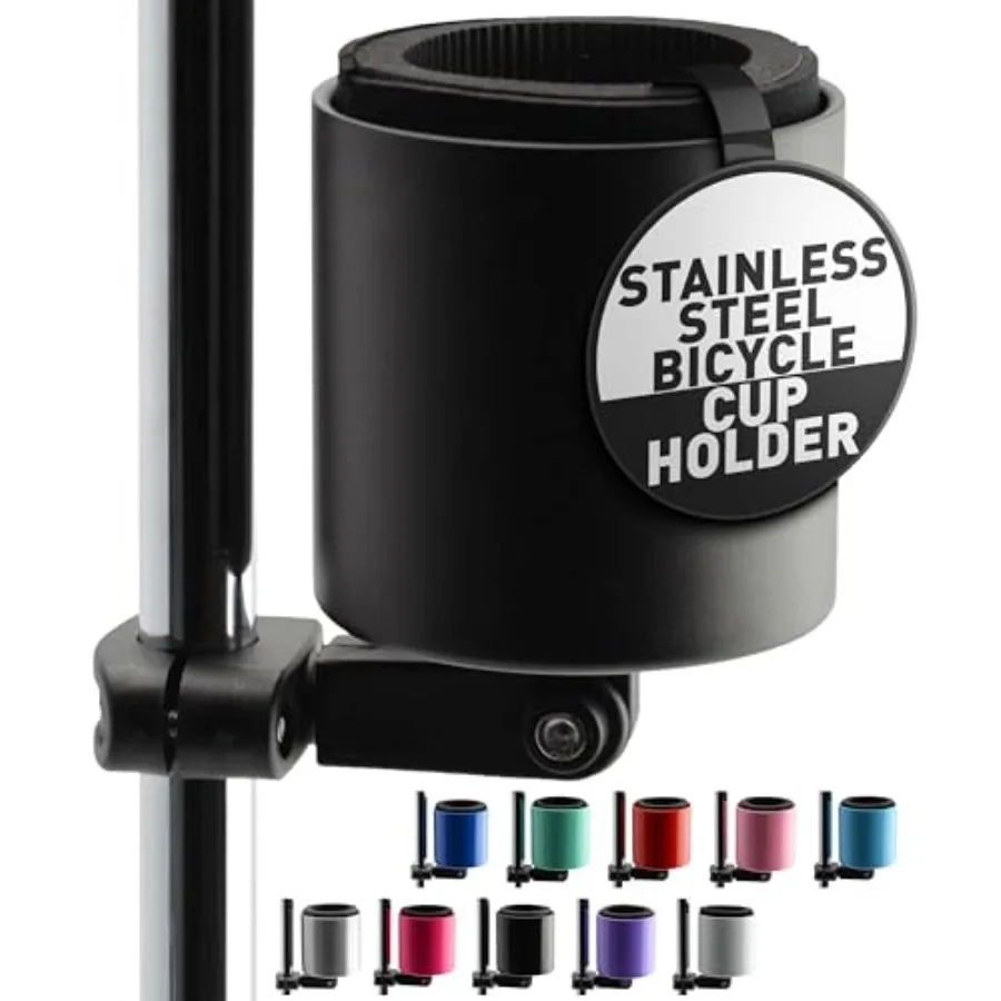 

Deluxe Bike Bottle Holder Universal, Stainless Steel Bike Cup Holder for Handlebars For Vertical or Angled Bars and Drinks up t