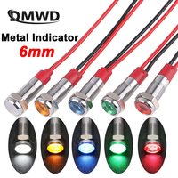 LED Metal Indicator Light 6mm Waterproof Power Signal Lamp DC3V/5V/6V/12V/24V/AC220V Red Yellow Blue Green White