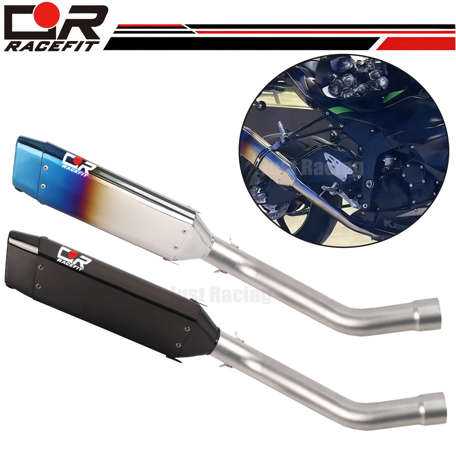 Motorcycle Exhaust Mid Link Muffler Pipe Titanium Alloy Slip On For Kawasaki Ninja ZX10R zx-10r