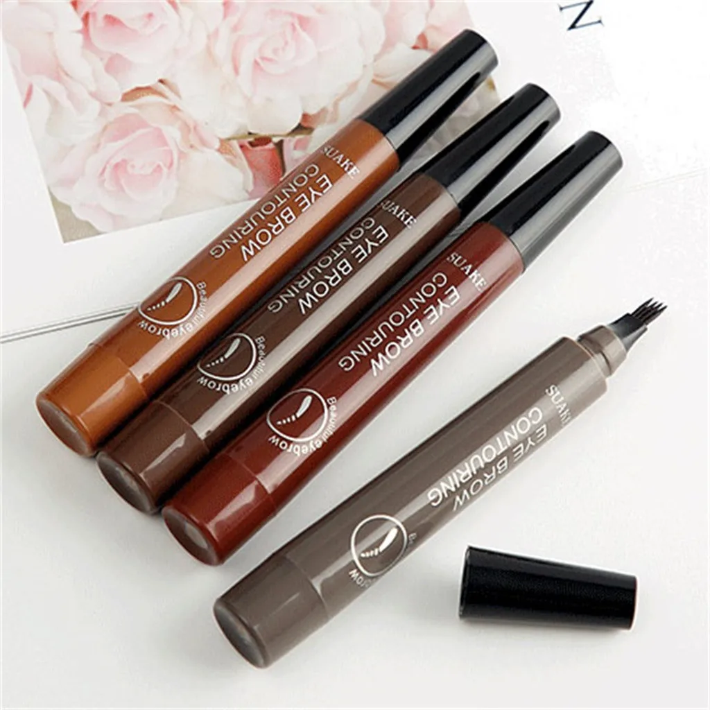 2025 new 4 Point Eyebrow Pencil Makeup Liquid Eyebrow Pen Waterproof Fork Tip Eyebrow Makeup Long Lasting Like Real 5ml 4pcs