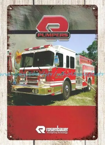 firetruck fire engine firefighter rescue vehicle Pumpers metal tin sign