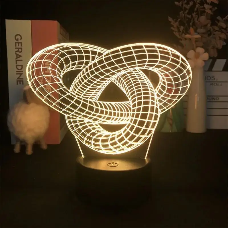 Abstract Art 3D Night Light Plug-in Touch Desktop Lamp Decorative Table Lamp 7 Colors Bedroom Atmosphere Light Gift Idea Decor