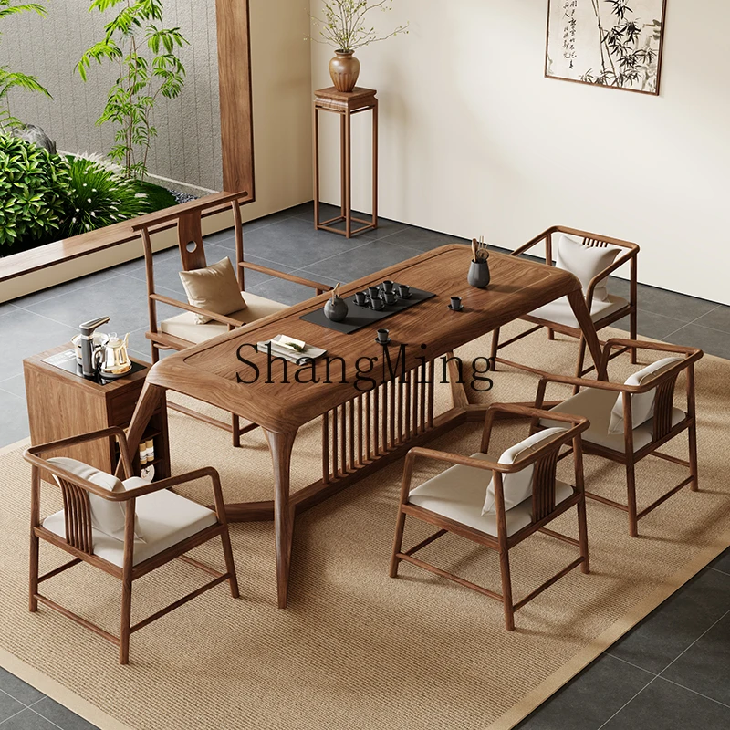 

DHY new Chinese solid wood tea table, high-end tea room, tea table and chair combination household