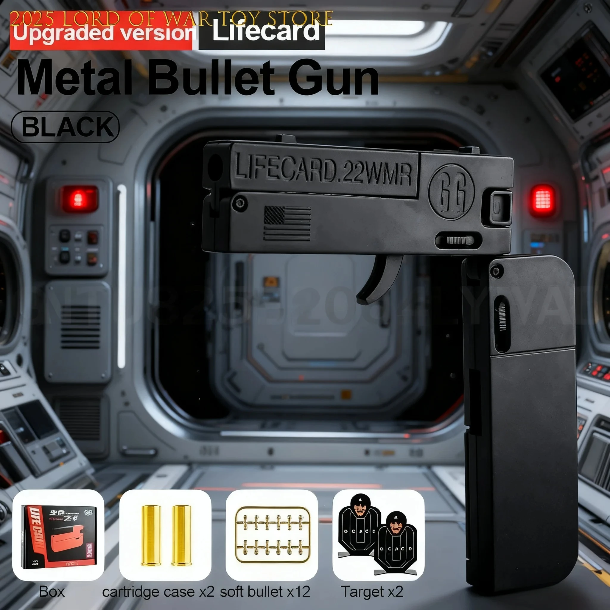 

Обновленная металлическая складная игрушечная пушка Lifecard 2026 для детей и взрослых, пистолет-игрушка с мягкими пулями, модель из сплава для стрельбы для взрослых