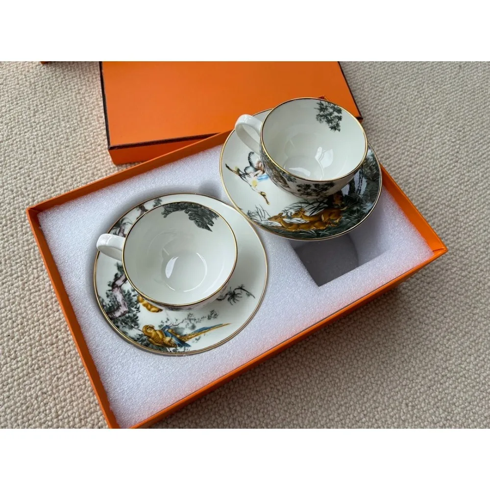 

25 New Light Luxury Bone Porcelain Coffee Cup Saucer Afternoon Tea Cup Gift Box Set Exquisite Birthday Wedding Gift