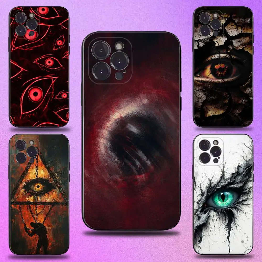 

Spooky Scary Red Eye Phone Case For iPhone 17,16,15,14,13,12,11 Plus,Pro Max,XS,X,XR,SE,Mini,8,7,Soft Silicone Black Cover