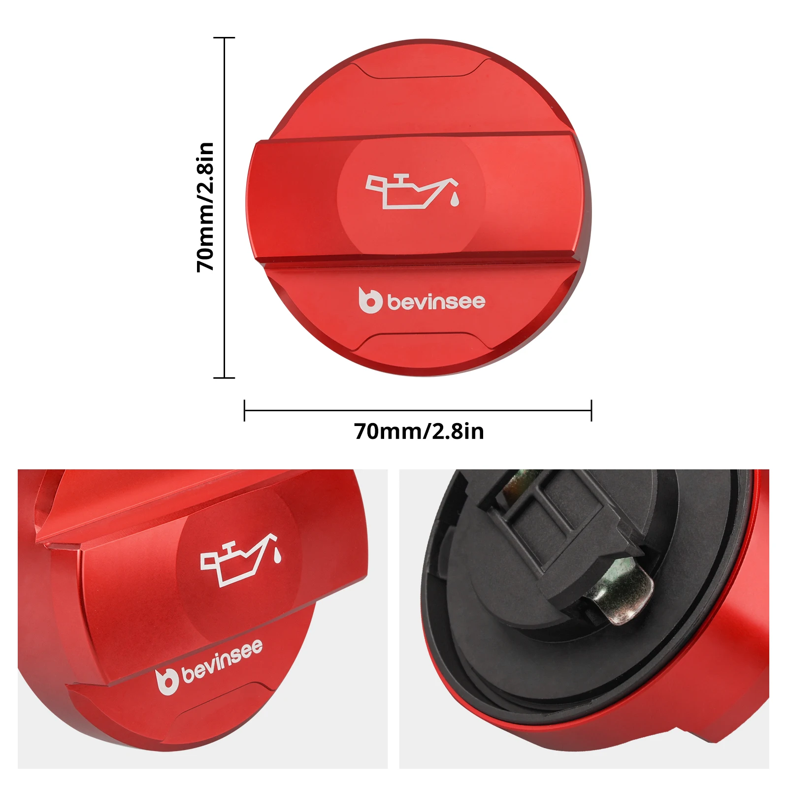 BEVINSEE EA211 Motoröl-Einfülldeckel für Audi A3 8V/8Y/8P A1 RS3 Q2, für VW Golf MK5/MK6/MK7/MK8, für Passat B8 – Detail 2
