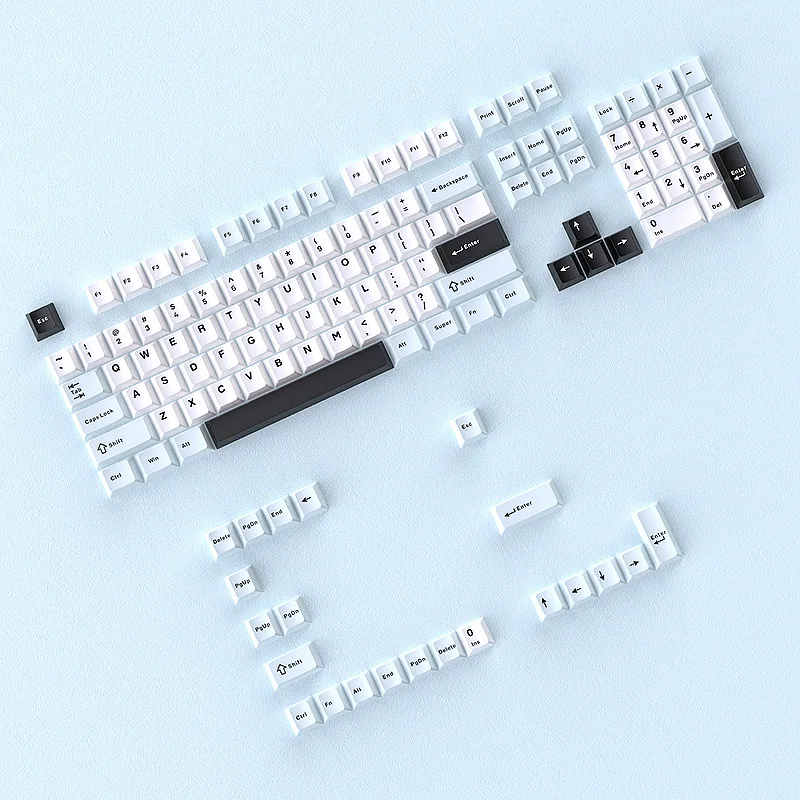 Blue and white mechanical keyboard keycaps, three piece PBT small complete set, customized DIY dual color