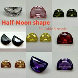 Multicolor half-moon-shaped Cubic Zirconia Brilliant Cut Loose CZ Stone Synthetic Gems Beads For Jewelry white white Pink