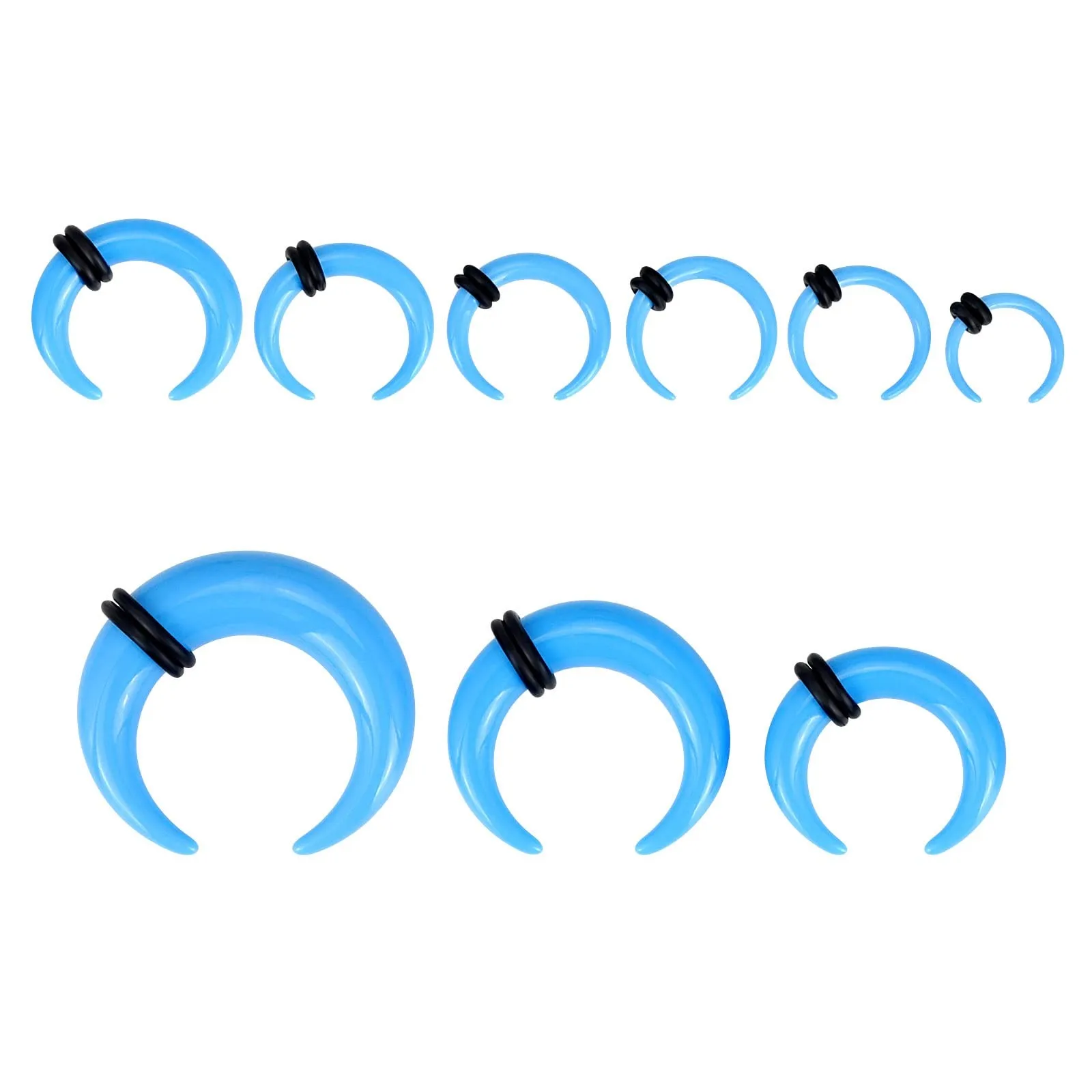 18Pcs Acrylic Septum Pincher Tapers C Shape Buffalo Ear Taper Kit Stretching Expander Rings for Nose Ear Gauges Blue