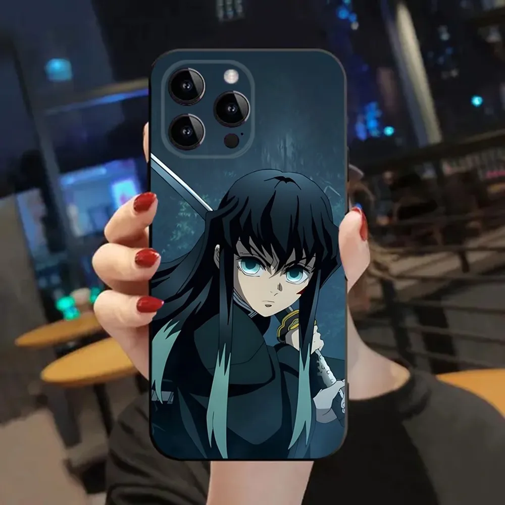 M-Muichiro Tokito Demon Slayer Phone Case For Apple iPhone 15,14,13,12,11,XS,XR,X,8,7,Pro,Max,Plus,mini Silicone Black Cover