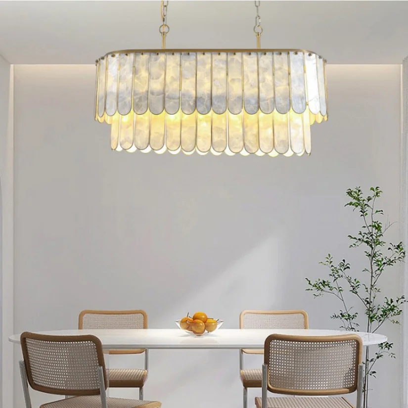 Modern Shell Pendant Lights Retro Shop Restaurant Hanging Lamps Vintage Living Room Bedroom LED Chandeliers for Room Decor