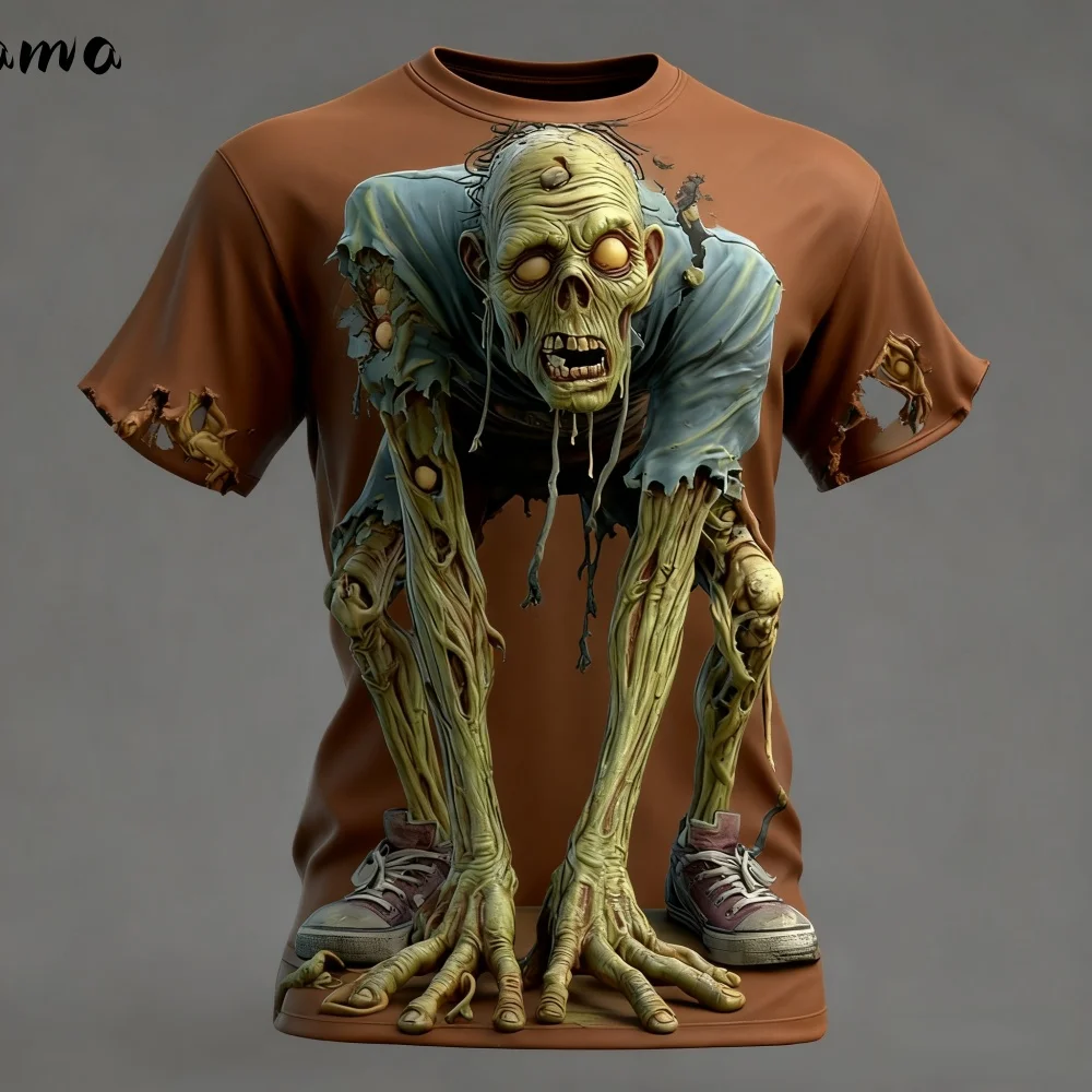 Halloween Elements Summer 3D Print Large-sized Men's T-shirt Exaggerated Design Is Suitable for Horror Parties