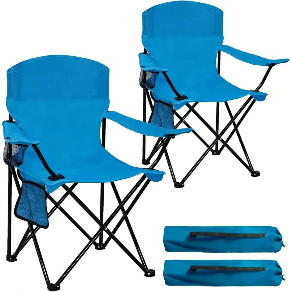 

Pack Folding Camping Chair With Cup Holder Side Storage Bag, 300lb Capacity, Lightweight 5.5lbs Portable For Beach, Picnic, Spo