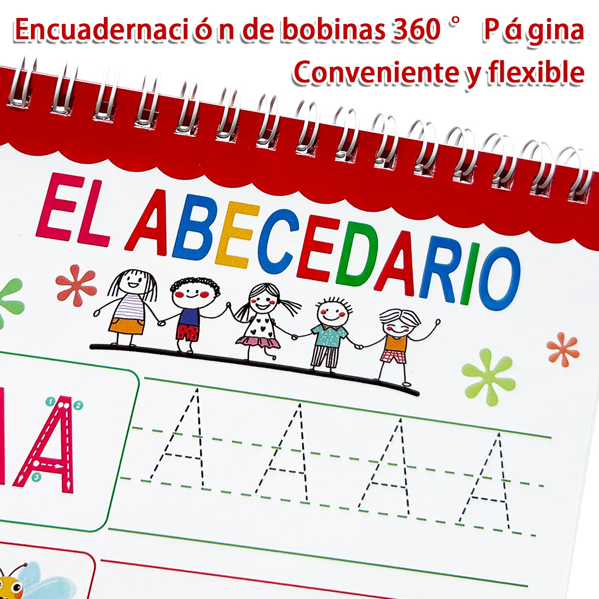 Spanish Alphabet Reusable Tracing Workbook for Kids El Abecedario Letter Writing Practice Book With Dry Erase Pen
