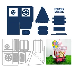 2024 New 3D The Popcorn Cart Cutting Dies Scrapbooking Decoration Accessories Paper Making Frame Card Craft