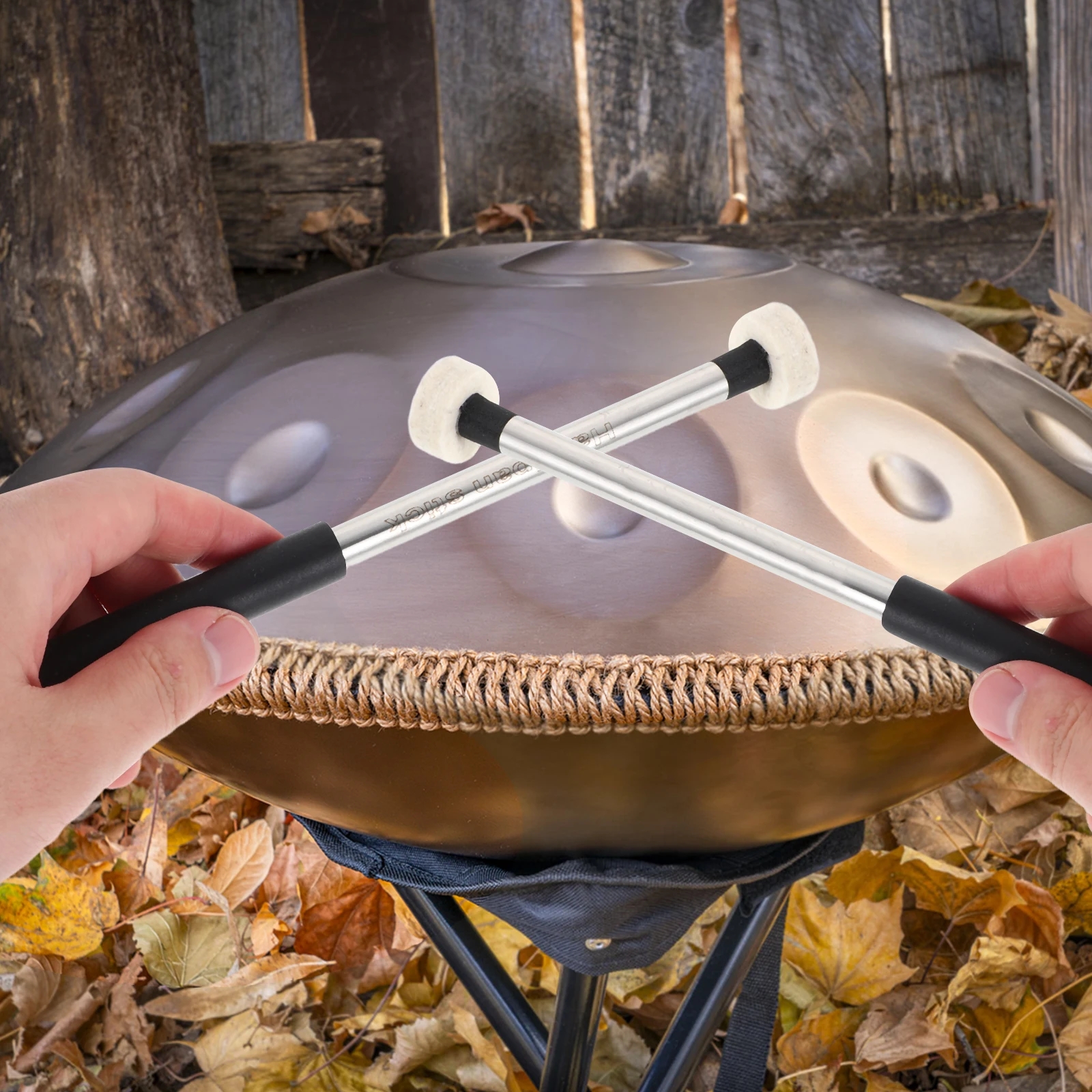 

2pcs Felt Head Anti-Slip Metal Handles Tongue Drum Xylophone Accessories Portable Lightweight Percussion Mallets Rubber