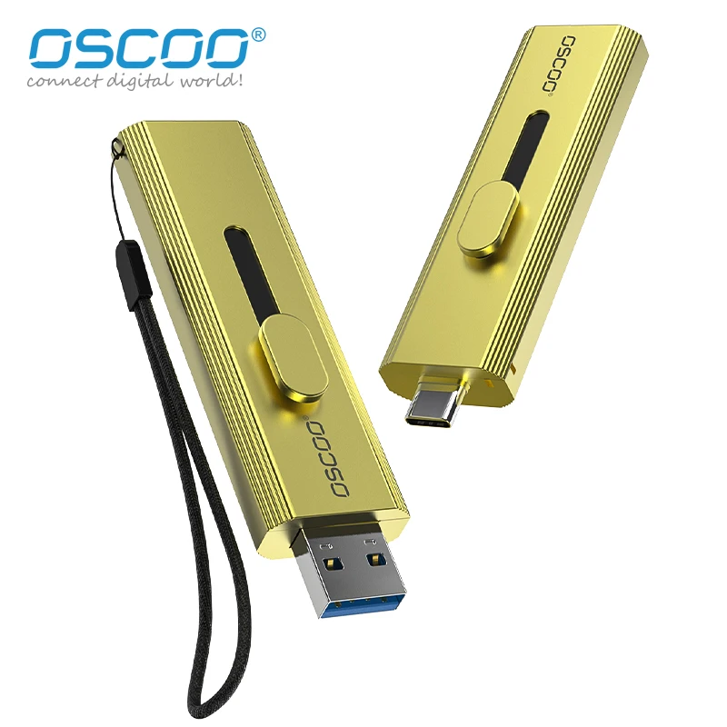

OSCOO Metal Push-Pull USB Flash Drive 2TB Type C USB 3.2 Gen 2 Memory Disk Slide Out Pen Drives 512GB 1TB Stick Memory