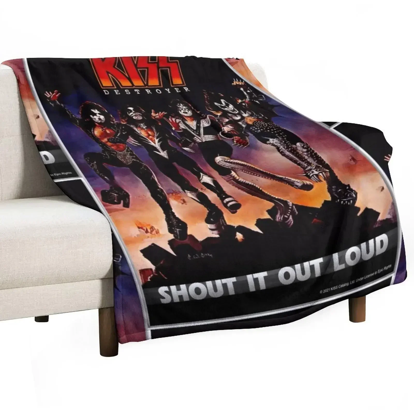 KISS ? the band - Destroyer - Shout it out loud Throw Blanket Sleeping Bag Bed linens Sofa Quilt Blankets