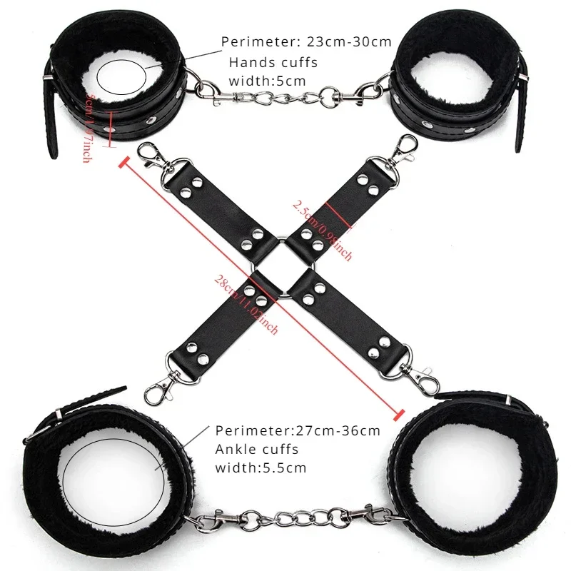 

BDSM Thigh Restraint Straps Sling Leg Spreader Restraint Belt Bondage Harness with Wrist Hands and ankle Cuffs Sex Position Aid