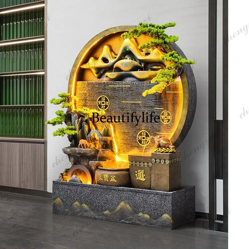 Water curtain wall, running water screen, balcony villa, fish water feature, fountain, rockery, lucky landscape ornament