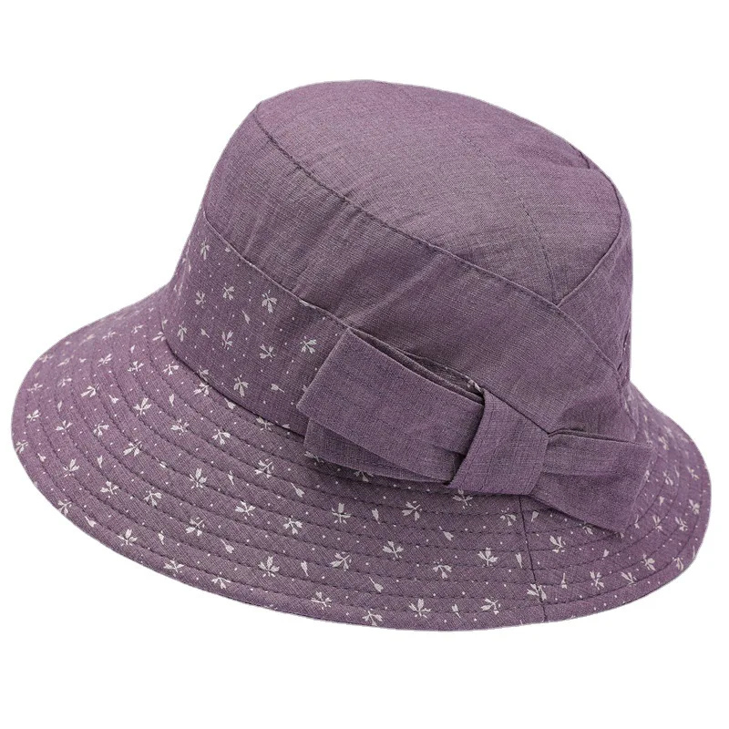 2025 Spring Outing Elders Grandma Sun Hat Middle-aged Leisure Summer Bucket Hat Bow Mom Bucket Hat 5