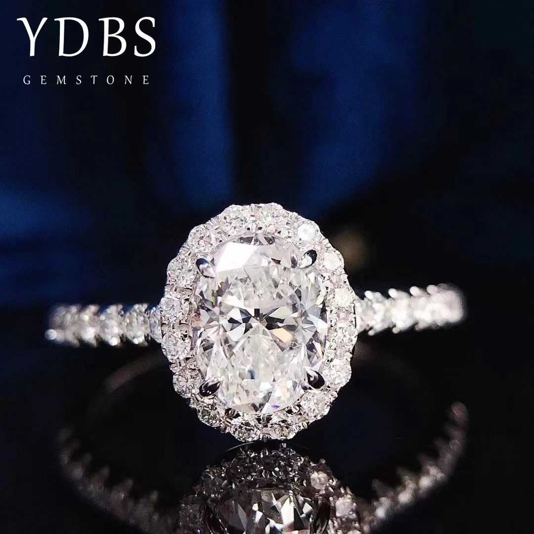 

YDBS 6.5mm 1.0ct the oval Cut 14k White Gold Moissanite Ring Original Dazzling Jewelry For Girl For Women