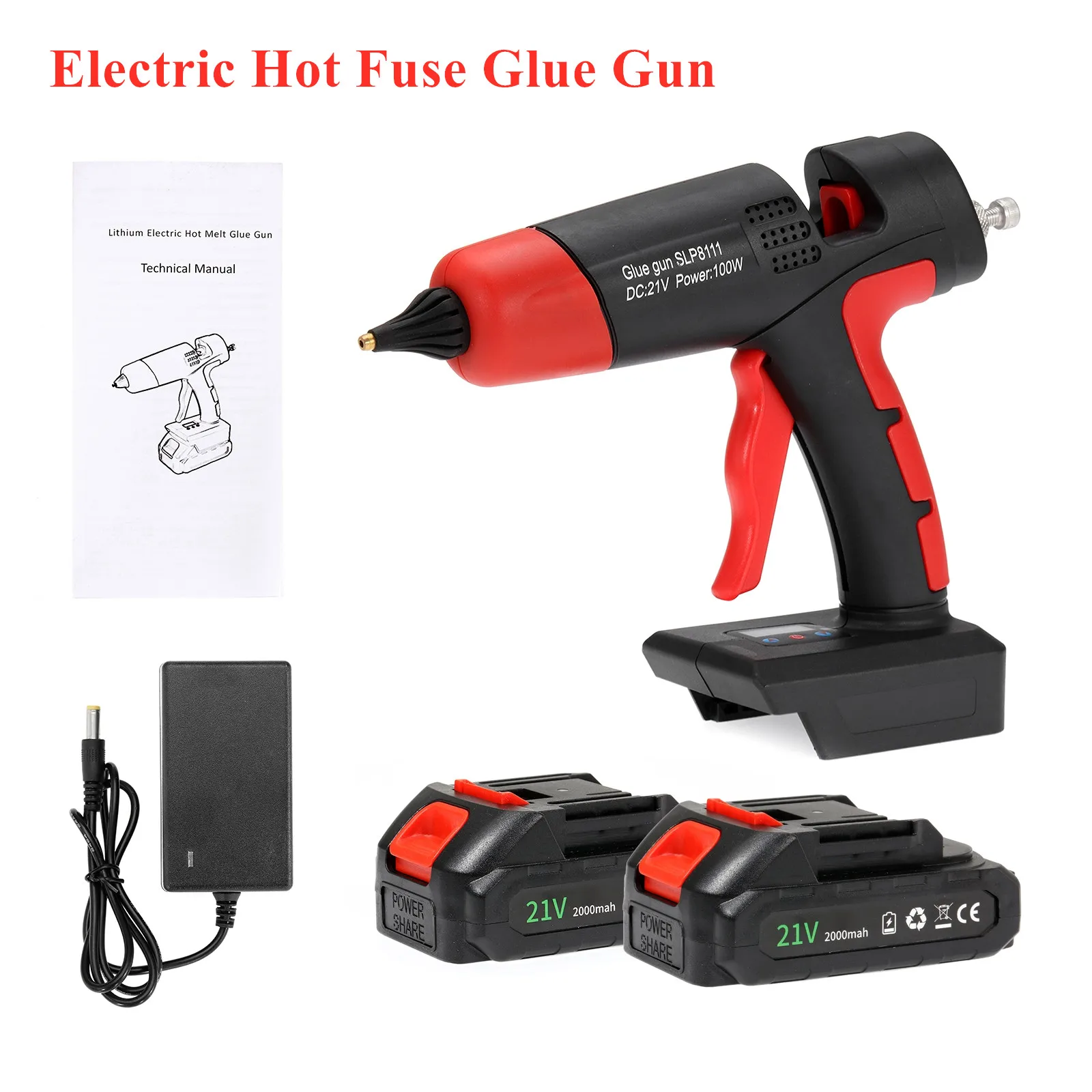 Digital Display Lithium Electric Hot Fuse Glue Gun Temperature Control Glue Gun with Battery Suitable for 11mm Glue Stick