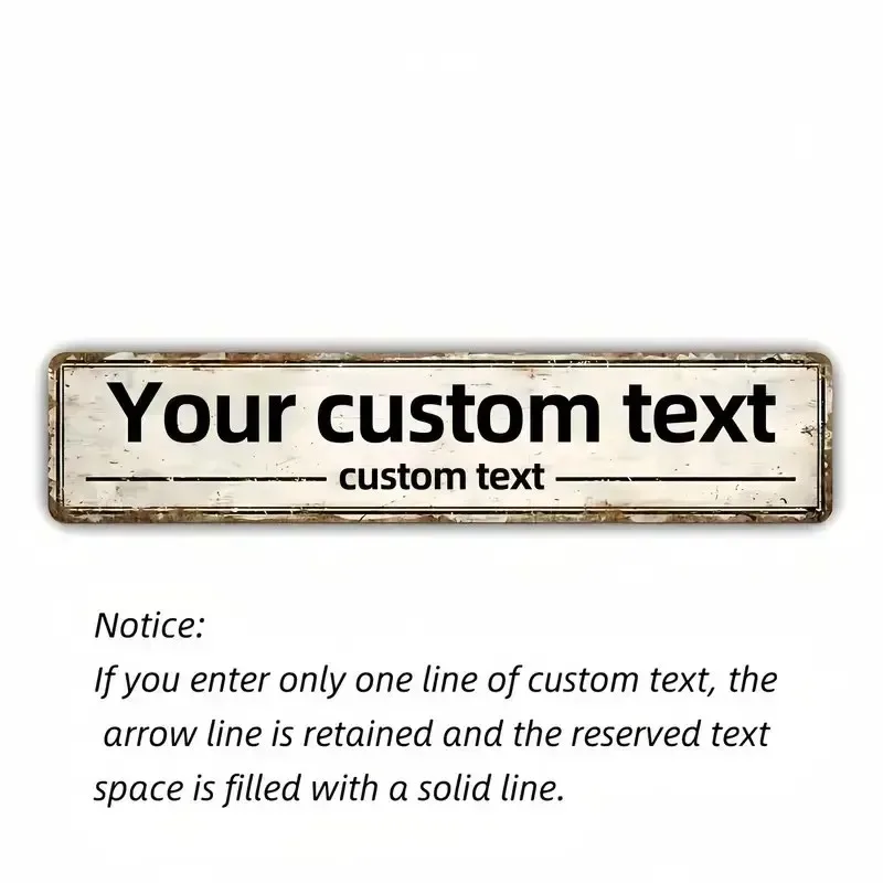 Custom Vintage Metal Sign, Personalized Single Line Text Arrow Design Home Wall Art Decor (Only Decoration)
