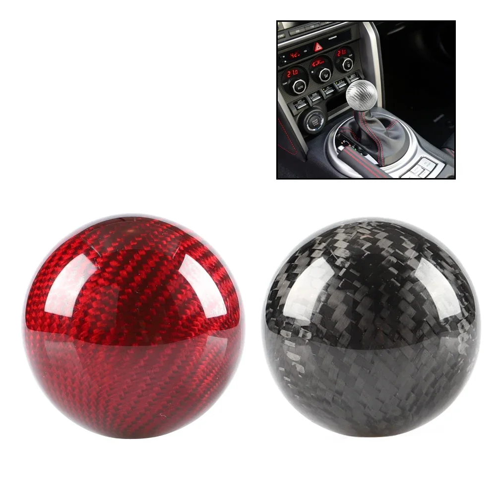 Universal Real Carbon Fiber Car Gear Shift Knob Head Shifter Lever Aluminum Round Ball Shape M8x1.25 M10x1.25 M10x1.5