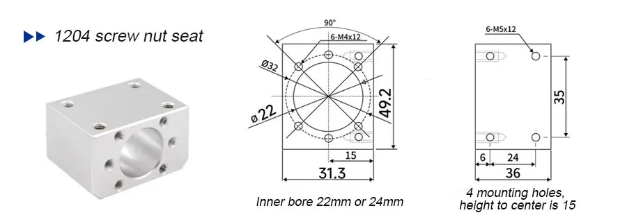 28mm DSG16H Halterung CNC-Teile RM1605 Kugelumlaufspindel Aluminium-Muttergehäuse Halterung Passend für SFU1610/SFU1604/SFU1605 – Detail 5