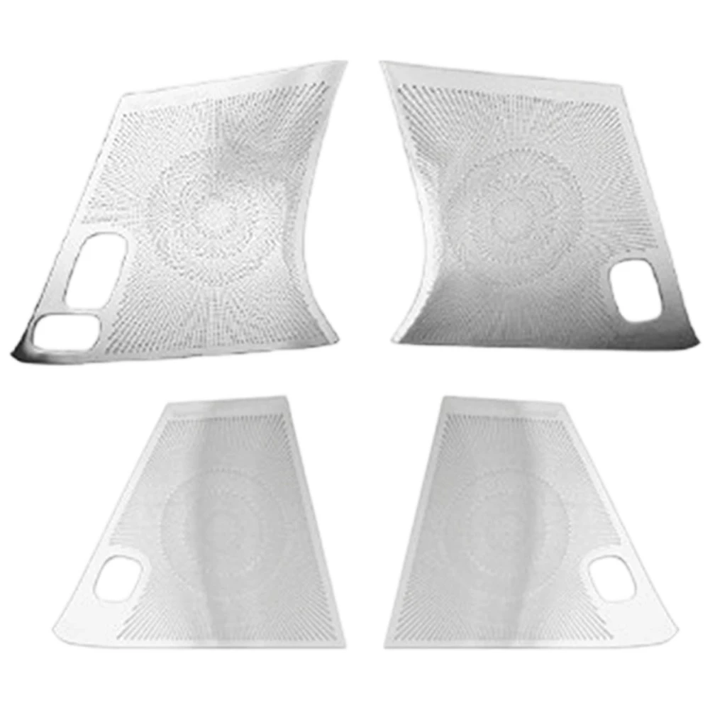 For Volvo For S90 2017-2026 Stainless Steel Speaker Cover Trim 4Pcs with Dense Mesh for Sound Transparency and Dust Resistance