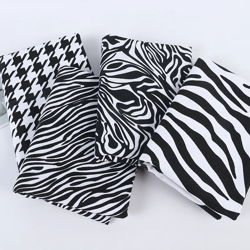 

New polyester cotton thickened printed canvas zebra pattern thousand bird grid table cloth shoe cap picnic mat fabric DIY sewing