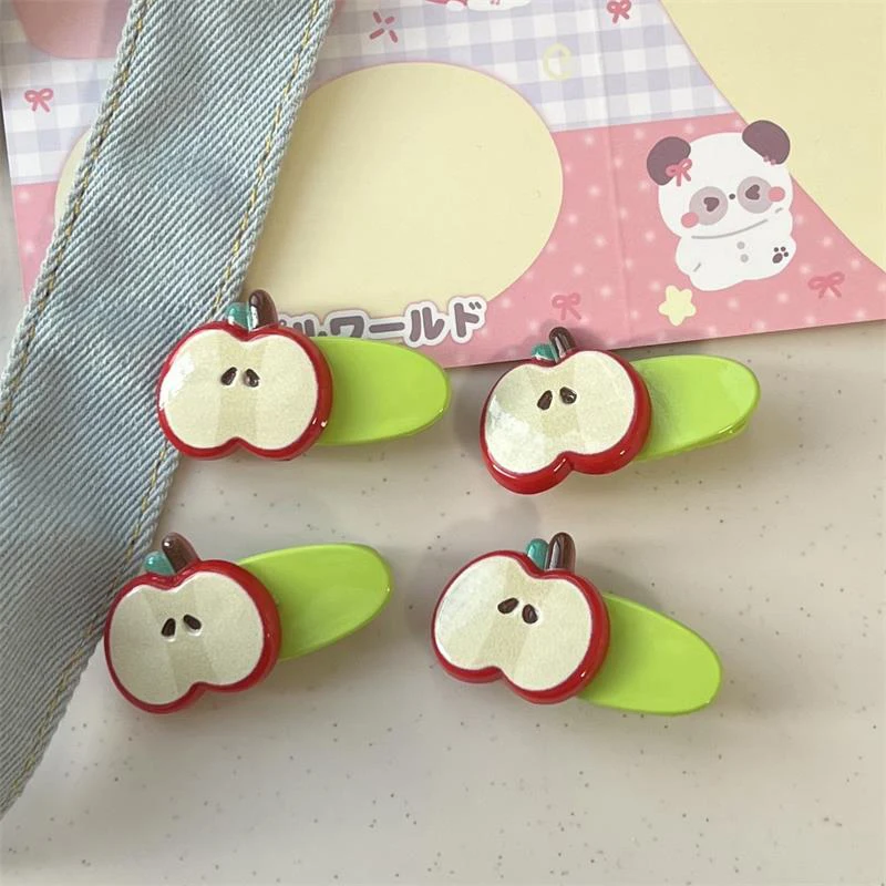 Cute Small Fresh Red Apple Hair Clip Duckbill Clip Sweet Girl Hairpin All-match Bangs Side Clip Headwear Barrette Hair Accessory