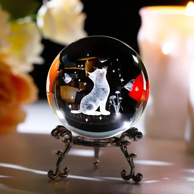 

6cm Cat crystal ball series, bring the lovely cat home, the best gift for cat lovers, the best decoration for your bedside table