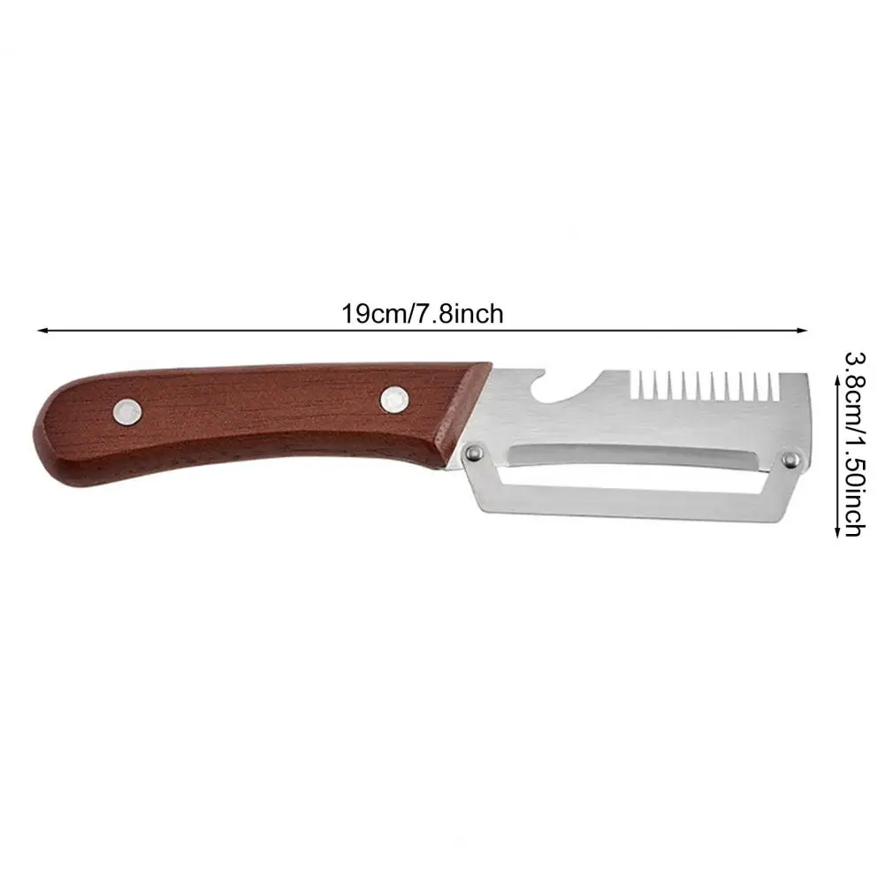 1Pc Stainless Steel 2-in-1 Fruit Peeler, Ergonomic Wood Handle Paring Knife, Multifunctional Potato Vegetable Peeling Tool view 6
