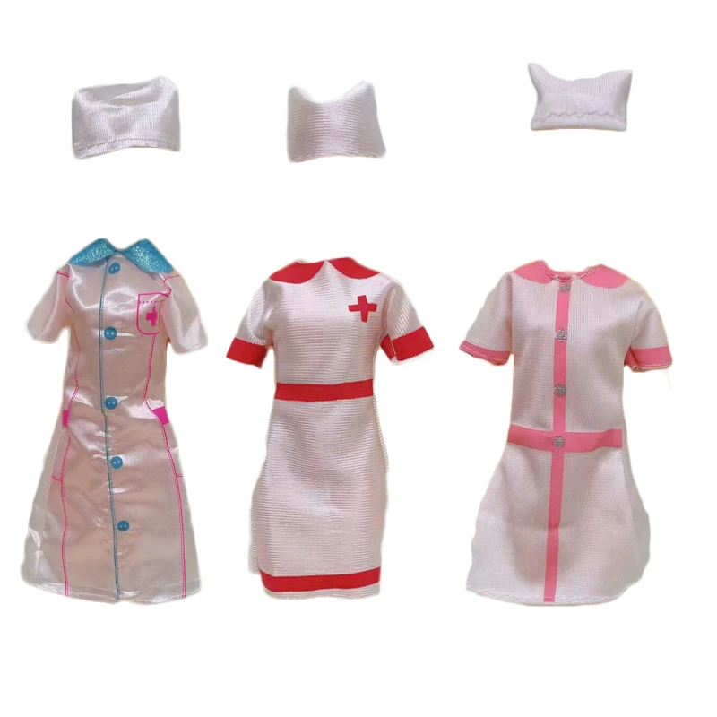 Newest Arrival Clothes for Doll Doctor Nurse Uniform 3 Pcs Set/Lot with Hat Accessories for Toys DIY Present Gift Freeshipping