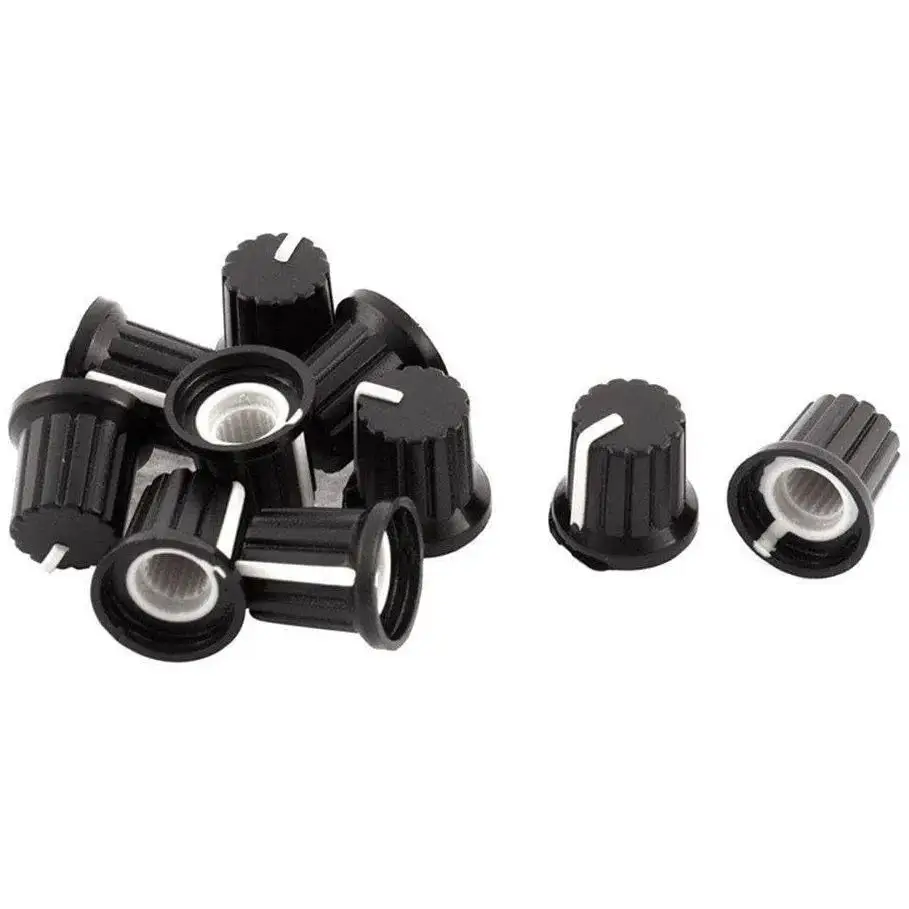 10 قطعة 6 مللي متر مقبض الجهد المتداول مقبض دوران حجم الجيتار البلاستيكي ، يستخدم للتشفير ، لوحة خلط مكبر صوت الجيتار الكهربائي