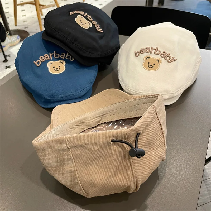 

Casual Letters Embroidered Baby Cotton Hat Kids Boys Girls Hip Hop Beret Cap Adjustable Children's Hats Kids Accessories 2-5Y