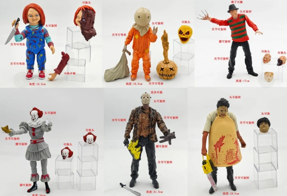 Horror Movie Characters Chucky Freddy Jason Trick 'R Treat Sam  Scary Saw Articulated Joints Moveable Action Figures Toys