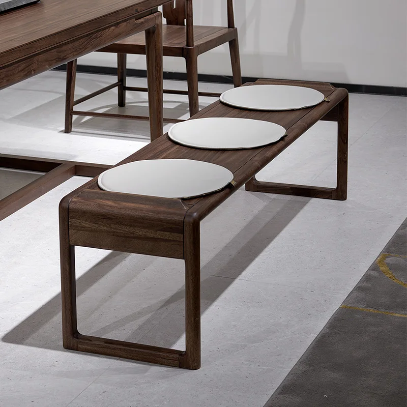 

Minimalist new Chinese matte fabric long tea stool, bedroom solid wood shoe changing stool