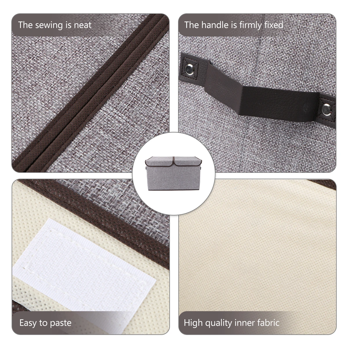 

Cotton Storage Box Foldable Wardrobe Basket Double Lids Grey Collapsible Practical Long Term Use Stackable Clothes Shoes